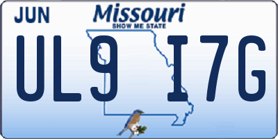 MO license plate UL9I7G