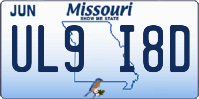 MO license plate UL9I8D