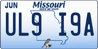 MO license plate UL9I9A