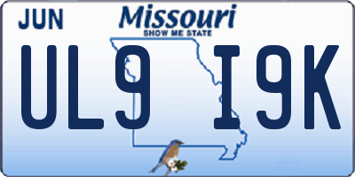 MO license plate UL9I9K