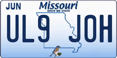 MO license plate UL9J0H
