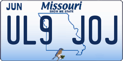 MO license plate UL9J0J
