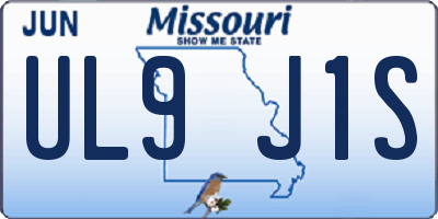 MO license plate UL9J1S