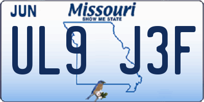 MO license plate UL9J3F
