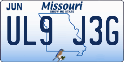 MO license plate UL9J3G
