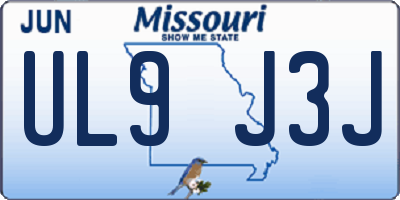 MO license plate UL9J3J