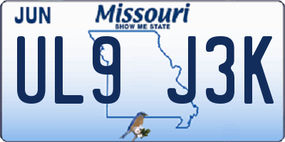 MO license plate UL9J3K