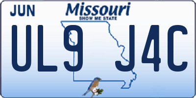 MO license plate UL9J4C