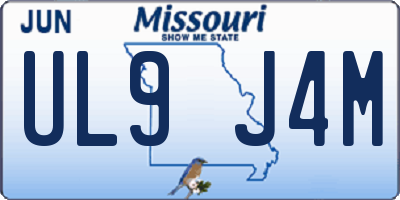 MO license plate UL9J4M