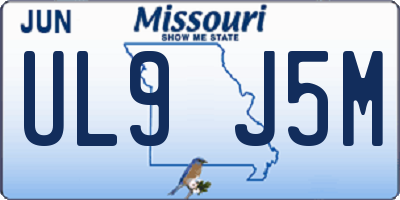 MO license plate UL9J5M
