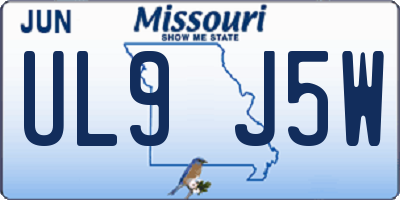 MO license plate UL9J5W
