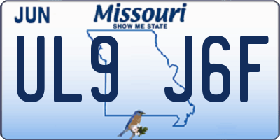 MO license plate UL9J6F