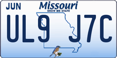 MO license plate UL9J7C