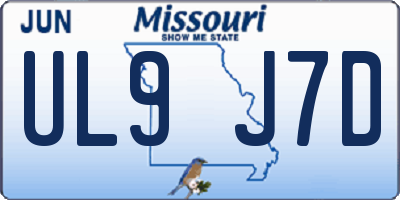 MO license plate UL9J7D