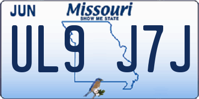 MO license plate UL9J7J