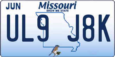 MO license plate UL9J8K