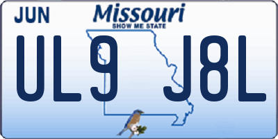 MO license plate UL9J8L