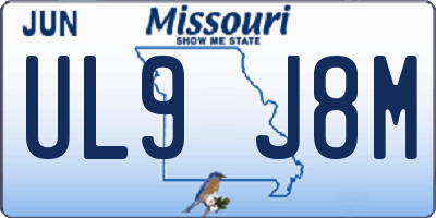 MO license plate UL9J8M