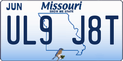 MO license plate UL9J8T