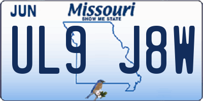 MO license plate UL9J8W