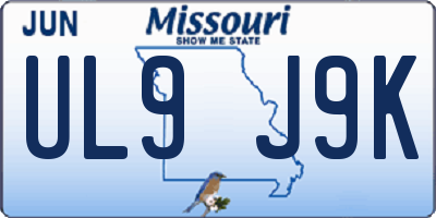 MO license plate UL9J9K