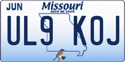 MO license plate UL9K0J