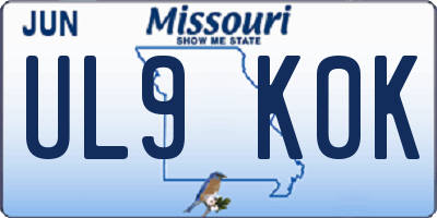 MO license plate UL9K0K