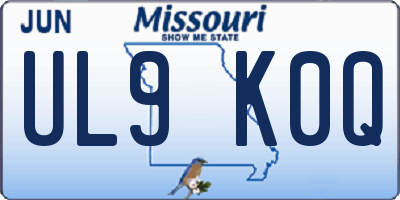 MO license plate UL9K0Q