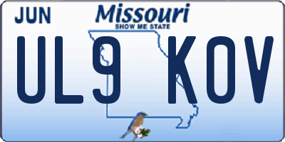 MO license plate UL9K0V