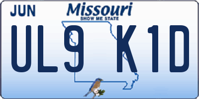 MO license plate UL9K1D