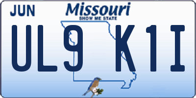 MO license plate UL9K1I