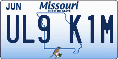 MO license plate UL9K1M