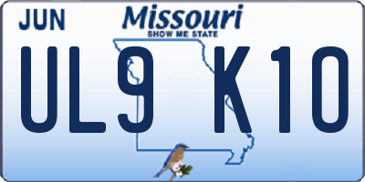 MO license plate UL9K1O