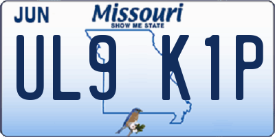 MO license plate UL9K1P