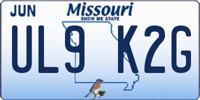 MO license plate UL9K2G