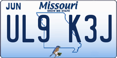 MO license plate UL9K3J