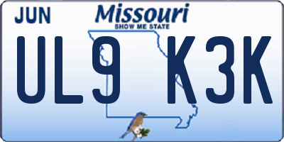 MO license plate UL9K3K