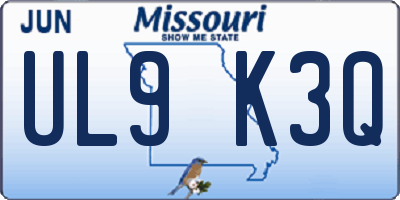 MO license plate UL9K3Q
