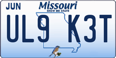 MO license plate UL9K3T