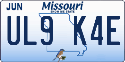 MO license plate UL9K4E