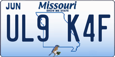 MO license plate UL9K4F