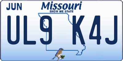 MO license plate UL9K4J