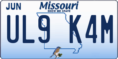 MO license plate UL9K4M