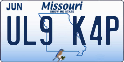MO license plate UL9K4P
