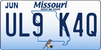 MO license plate UL9K4Q