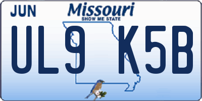 MO license plate UL9K5B
