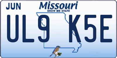 MO license plate UL9K5E