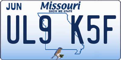 MO license plate UL9K5F