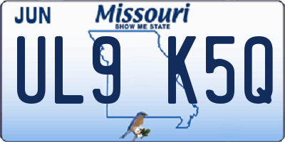 MO license plate UL9K5Q