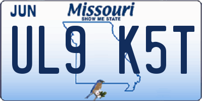 MO license plate UL9K5T